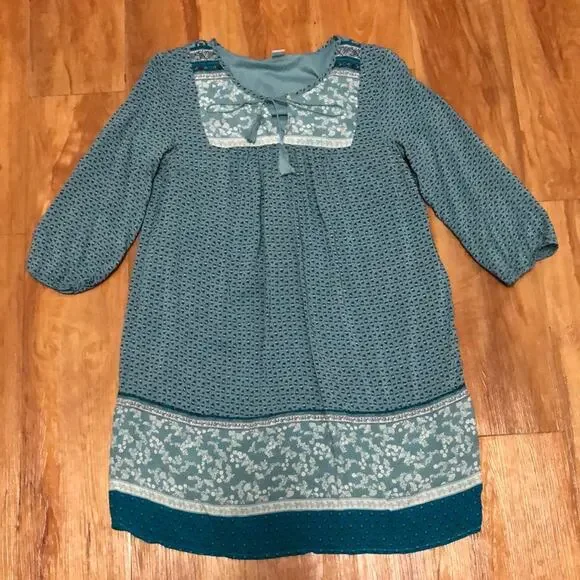 Old Navy Blue/Green Boho Paisley Floral Dress Size XS Petite - Picture 4 of 12